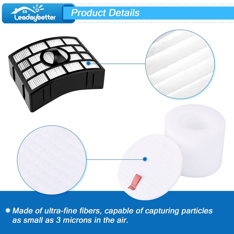 Leadaybetter NV752 AZ1002 Filter Replacement for Shark Rotator Powered Lift Away Vacuum AZ1002 NV650 NV651 NV652 NV750 NV750W NV751 NV752 AX950 ZU632 AX950 AX951 AX952, Replaces Parts XFF650 & XHF650 - Image 4
